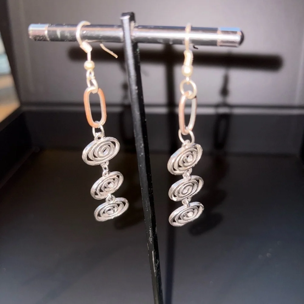 Silver Spiral Minimalist Earrings
